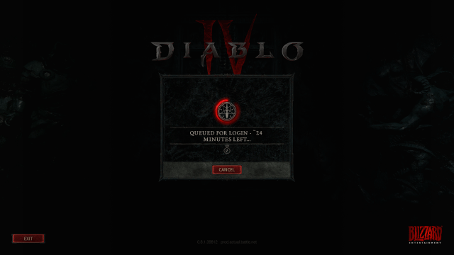 Diablo 4's log-in queue screen