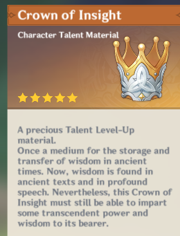 The item menu of a Crown.