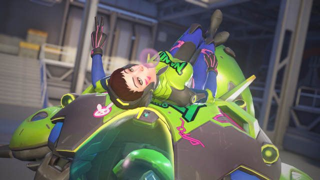 The Nano Cola D.Va skin as it appears in Overwatch 2.