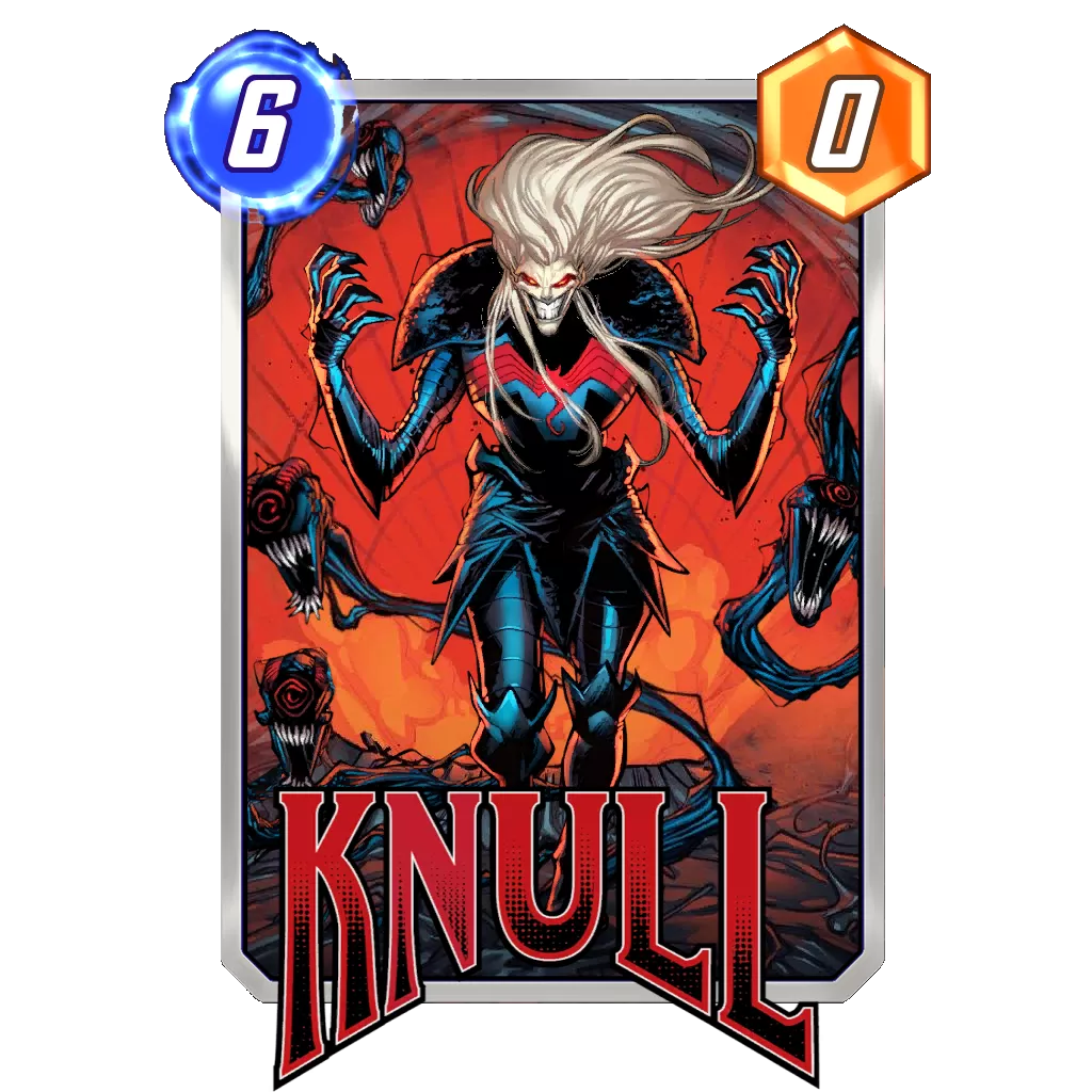 Screenshot of a Knull card from Marvel Snap.