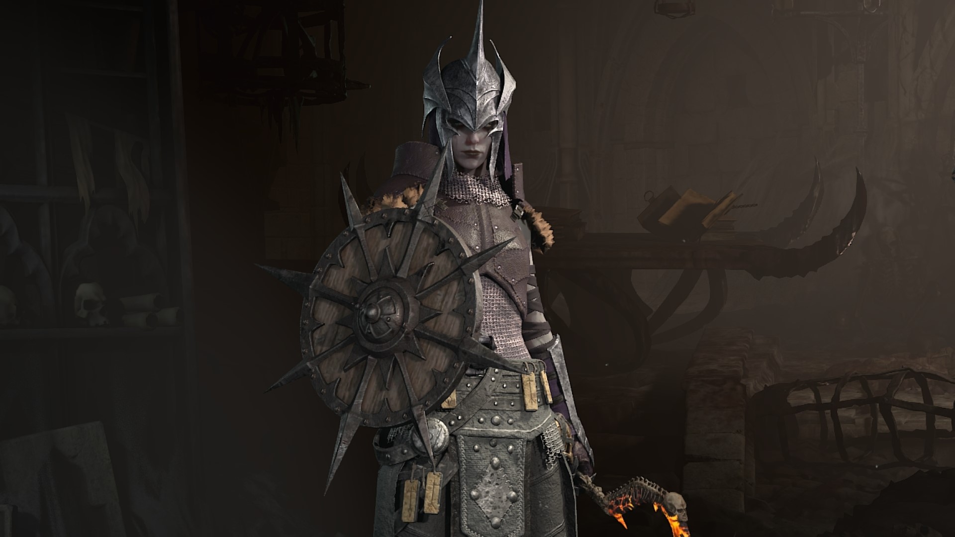 Image of a Necromancer in Diablo 4's character selection screen.