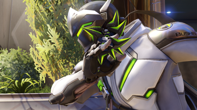 Genji loaded up with shurikens, ready to fight in Overwatch 2.