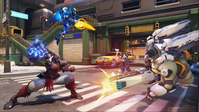 Screengrab from overwatch 2 featuring Doomfist, Winston, and Pharaoh in combat