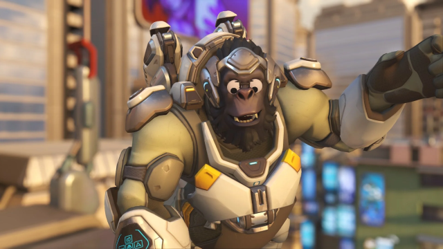 Winston with googly eyes in Overwatch 2.