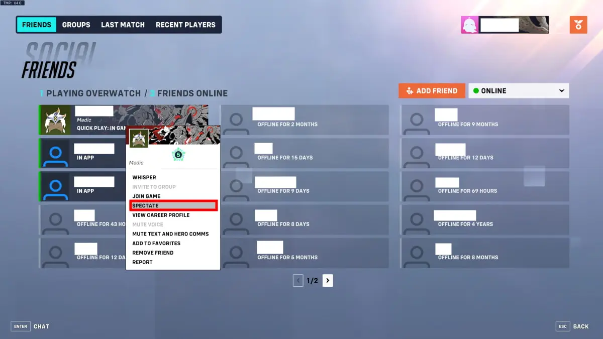 How to spectate in Overwatch 2