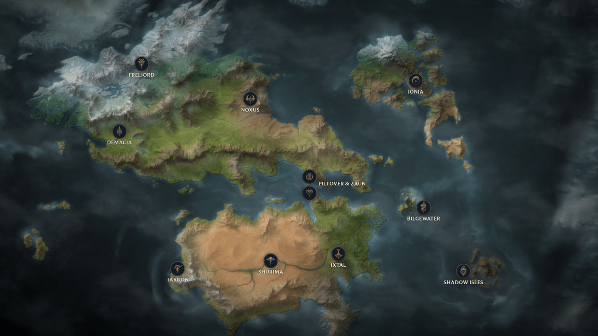 Official map of Runeterra on Riot Games' page.