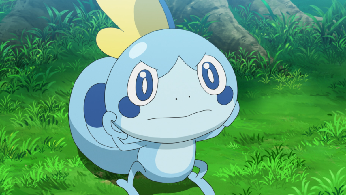 Sobble, a light-blue lizard-like Pokemon