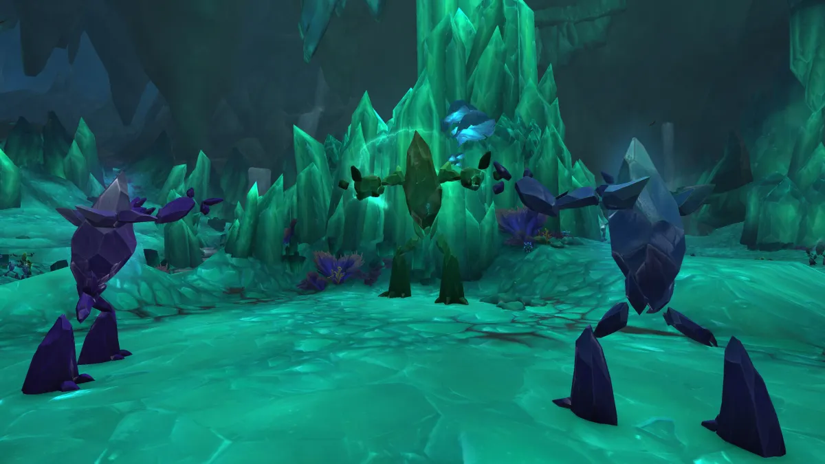Three elementals in Zaralek Cavern standing