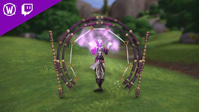 Elf in WoW using the Etherial Portal toy.