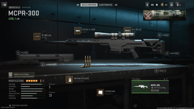 A screenshot of the best MCPR-300 loadout in Warzone.