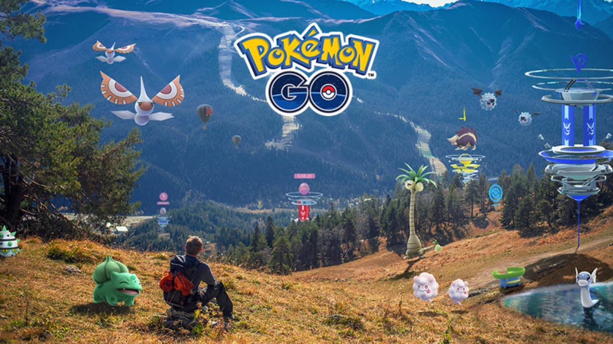 A Pokemon Go character sitting in a field