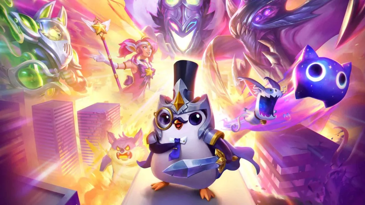 TFT Pengu with other characters in the background