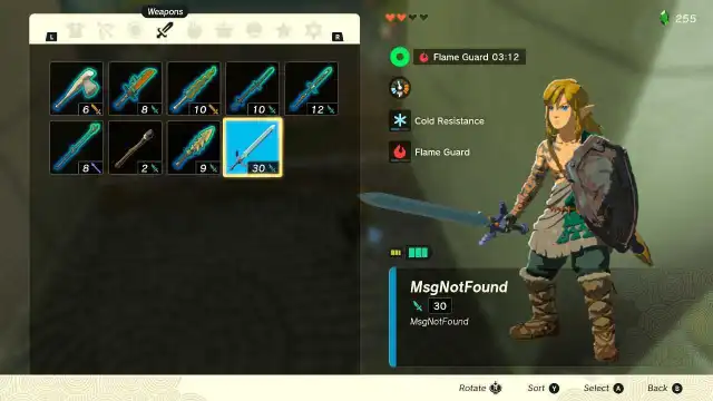 Link holding the unbreakable Master Sword in Tears of the Kingdom.