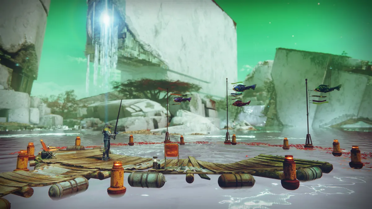 An image showing a Fishing Pond over the Radiolarian Fluid in Nessus in Destiny 2.