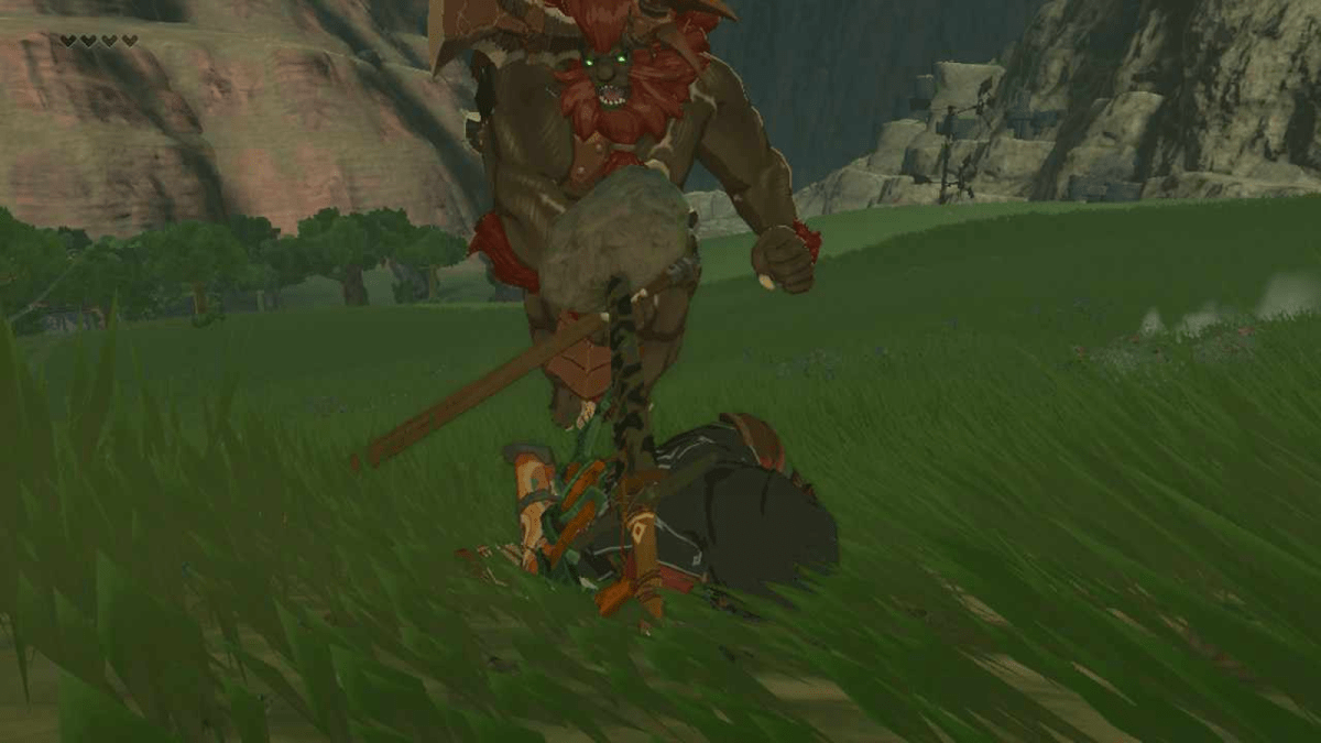 A Lynel in Zelda: Tears of the Kingdom prepares to take on Link.
