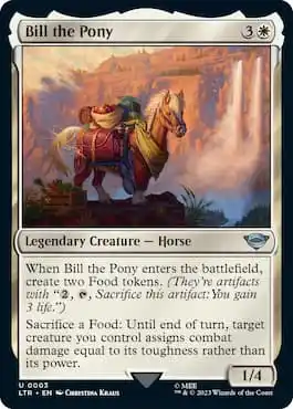 Bill the Pony carrying supplies in MTG LTR set. 