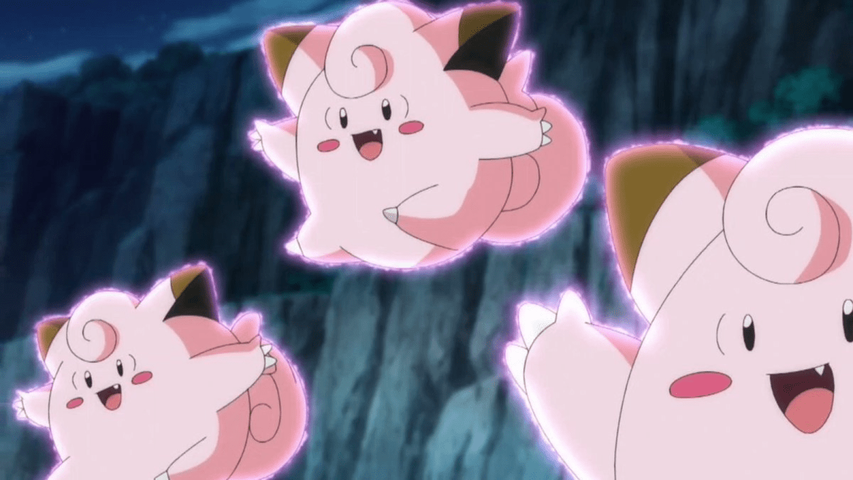 Clefairy floating in the Pokémon anime.