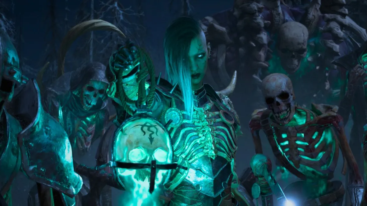 An image of the Necromancer with their summons in Diablo 4.
