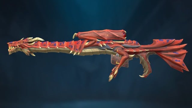 Elderflame skin for the Operator. It's a dragon gun. It's red with little bits of blue and a yellow neck. Scary stuff.