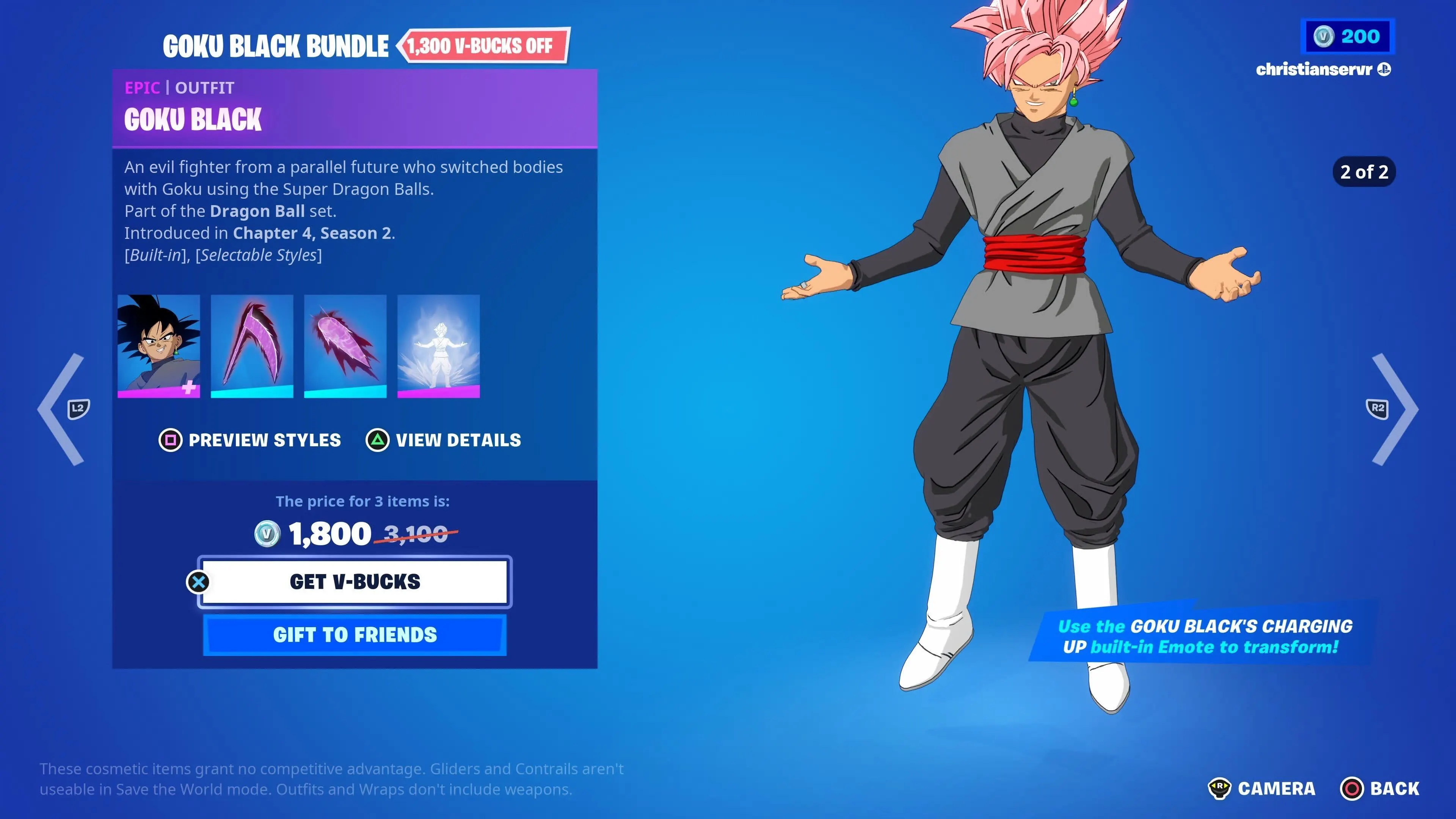 Fortnite S Goku Black Skin Bundle Info Cost And More