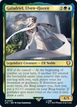  Galadriel, Elven-Queen weaving magic in MTG Lord of the Rings.