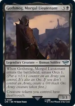 Gothmog, Morgul Lieutenant surrounded by Orcs in MTG Lord of the Rings set