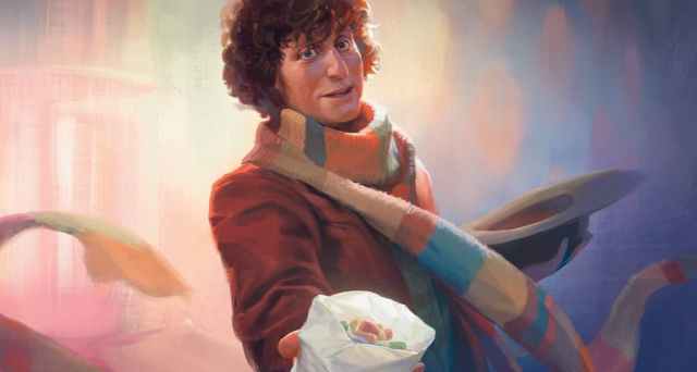 Image of fourth doctor in MTG Doctor Who Universes Beyond set.