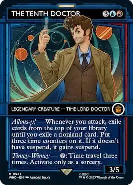 Image of the tenth doctor with Tardis frame from The Tenth Doctor in MTG Doctor Who Commander Precon deck
