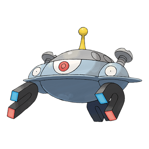 Magnezone is a silver, circular Pokémon that's the evolution of Magnemite and Magneton. 