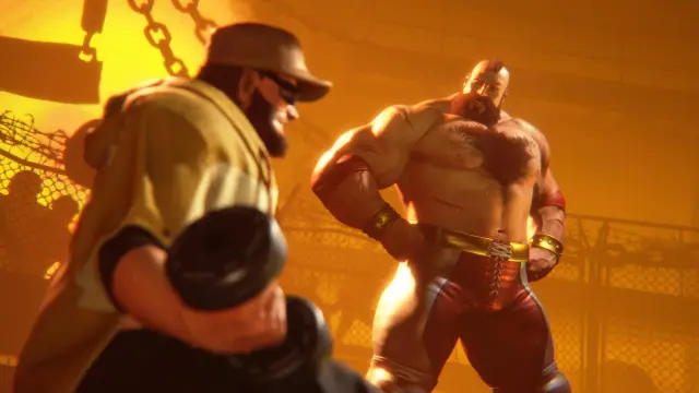 Player character training with Zangief in Street Fighter 6.