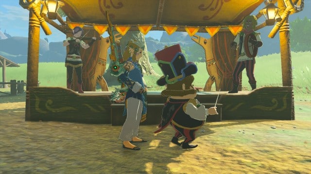 Link talking to musicians.