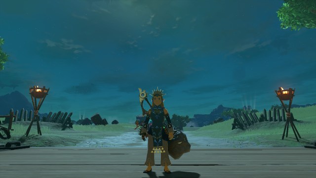 Link from tears of the kingdom standing in frostbite armore