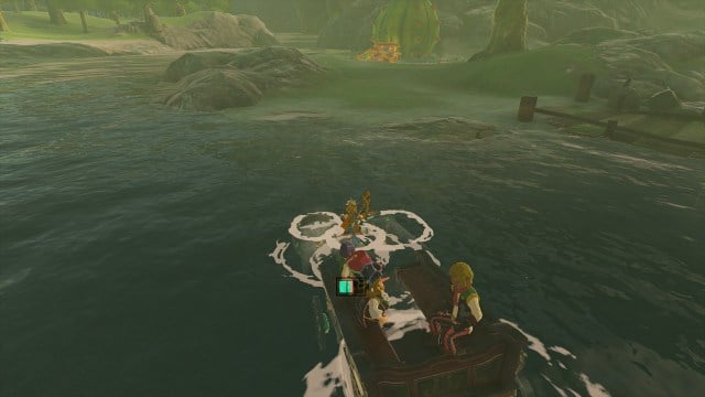 Link piloting a boat upriver to a Great Fairy Fountain