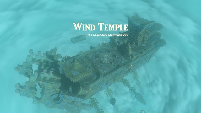 The Wind Temple is shown with a blizzard swirling around it.