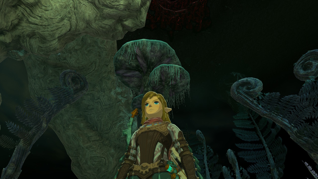 Screenshot of Link in the Depths in Zelda: ToTK. 