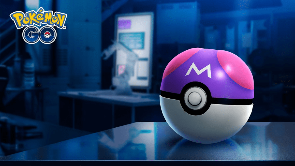 a masterball sits on the corner of a desk