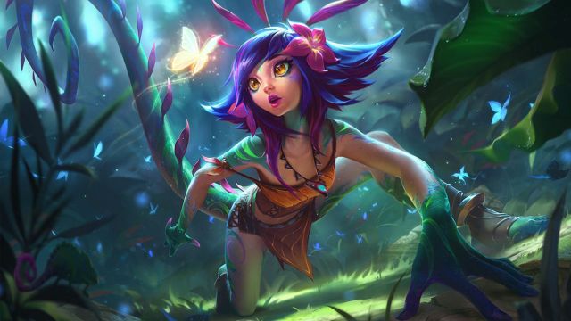 League of Legends champion Neeko using her abilities to blend into the forest