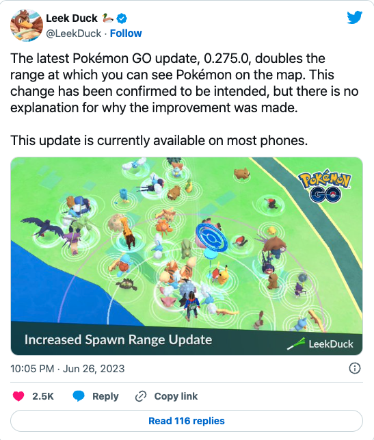 Pokémon Go just made a huge change to wild spawns out of nowhere Dot