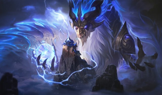 The splash art for Storm Dragon Aurelion Sol, giving the champion a more electrifying look.