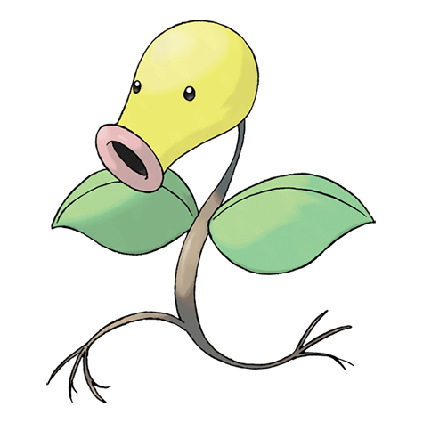 Bellsprout is a small, plant-like Pokémon whose body is made of roots, leaves for hands, and a bulb for a head.