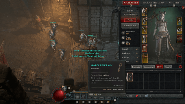 The Watchman's Key being looted in Diablo 4