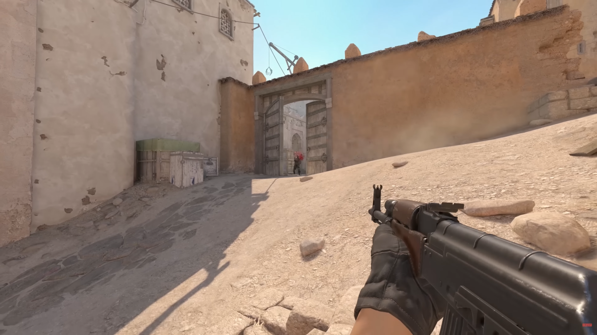 Counter-Strike 2 player taking down an enemy on Dust2.