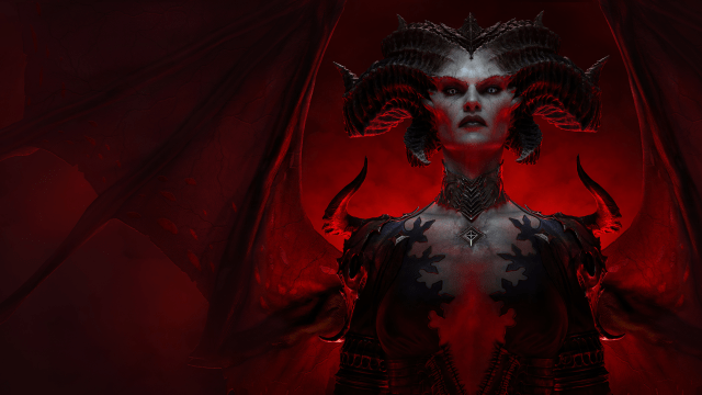 Diablo 4's Lilith looks on menacingly in a game teaser.