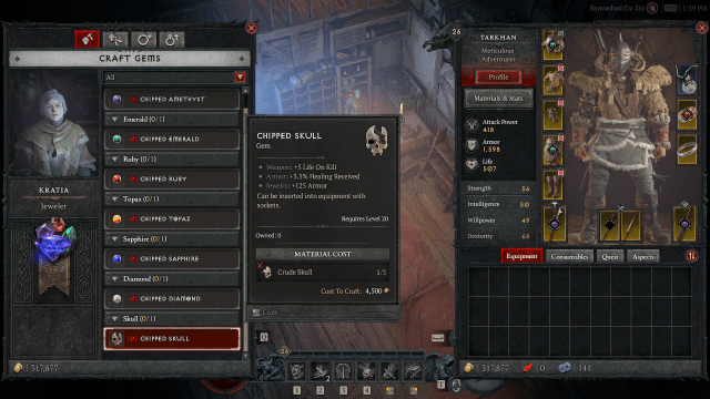 Image of the skull gem in Diablo 4.