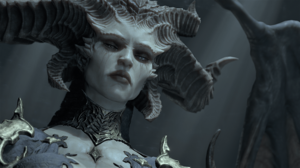 Lillith, a demonic figure, stares down at a mortal enemy in Diablo 4