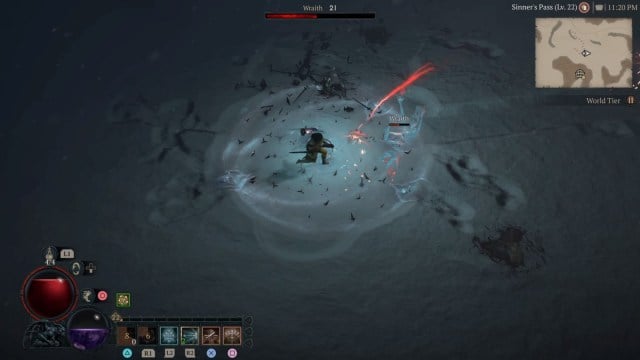 A rogue freezing a wraith in Diablo 4.