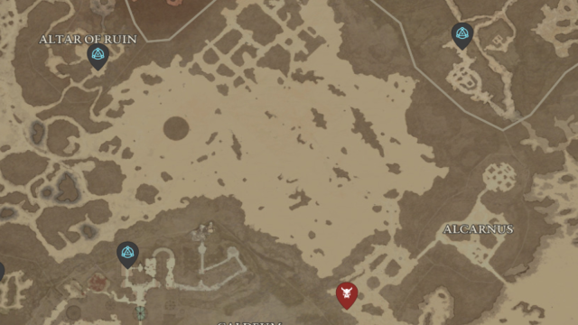 The location of Faraya Tehi shown on the Diablo 4 map, accessible from several waypoints.