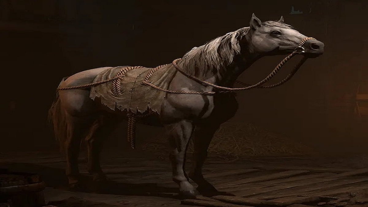 Another alternate skin of Old Nell in Diablo 4: Grey Steed.