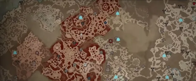 Helltide Events marked on the Diablo 4 map.