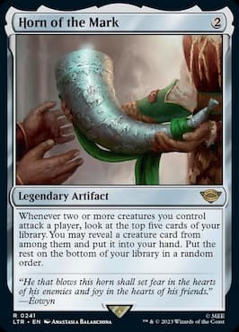 Image of the Horn of Gondror on Horn of the Mark MTG card from LTR set for Commander